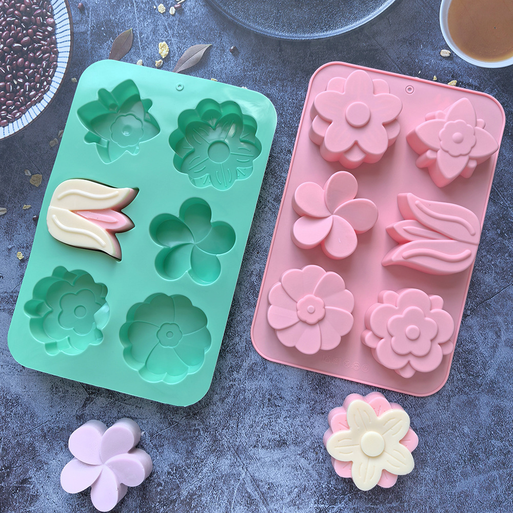 Soap Making Formula - قوالب سيليكون على شكل زهور متنوعة،